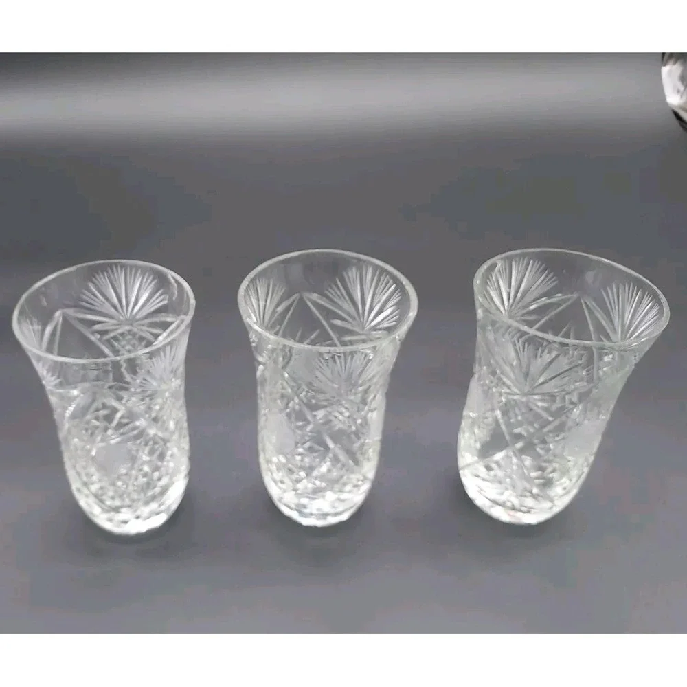 Vintage Lot of 3 Cut Glass Juice Glasses,‎ 4.5